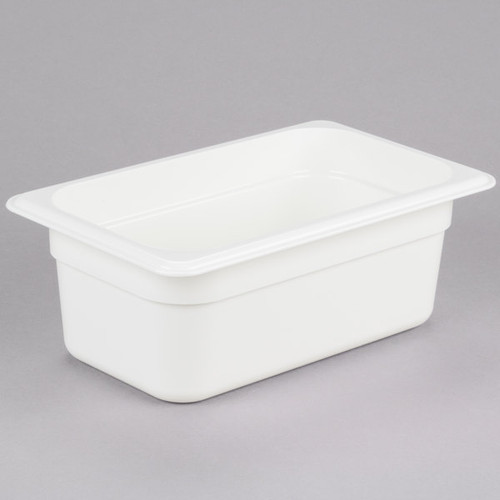 Cambro 44CW148 2.7 Qt. White Polycarbonate 1/4 Size Camwear Food Pan - 6/Case