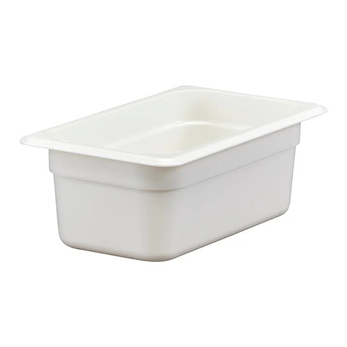 Cambro 44CW148 2.7 Qt. White Polycarbonate 1/4 Size Camwear Food Pan - 6/Case