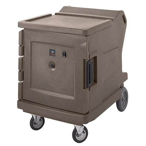 Cambro CMBHC1826LF194 30.50" W x 42.38" H x 42" D Granite Sand Polyethylene Low Profile Electric Camtherm  Hot / Cold Cart - 110V