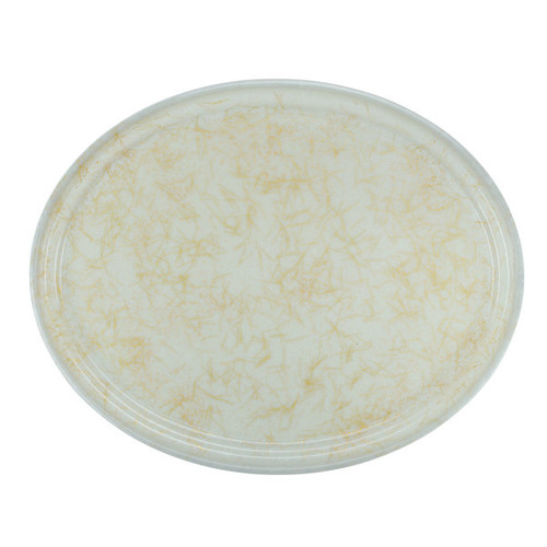 Cambro 2700526 26.88" x 22" Galaxy Antique Parchment Gold High-Impact Fiberglass Oval Camtray - 6/Case