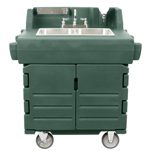 Cambro KSC402192 40.56" W x 45.50" H x 33" D Granite Green Polyethylene Mobile CamKiosk Hand Sink Cart - 110V
