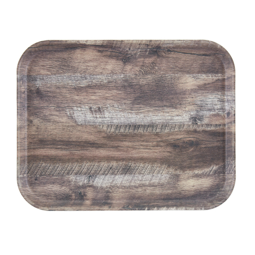 Cambro 1520DC825 20.20" W x 0.93" H x 14.94" D Dark Oak Textured Surface Fiberglass Rectangular Decor Series Camtray - 12/Case