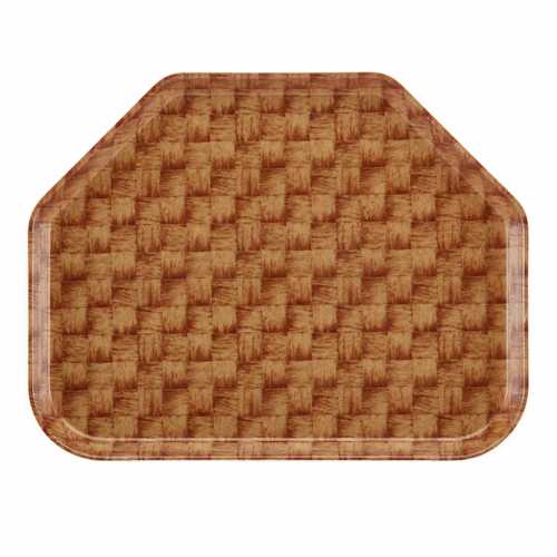 Cambro 1418TR301 14" x 18" Trapezoid Fiberglass Dark Basketweave Camtray - 12/Case