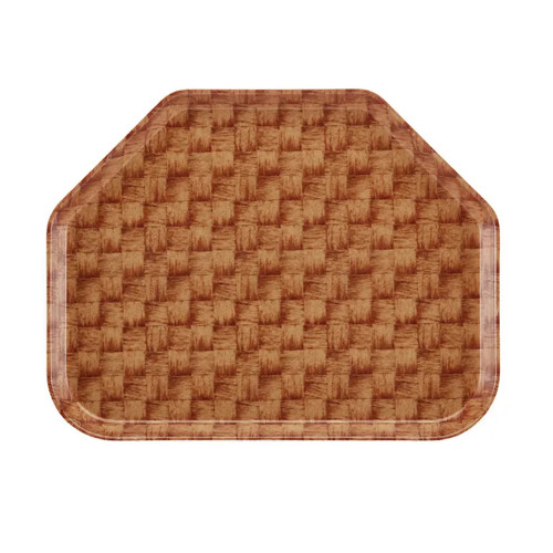 Cambro 1418TR301 14" x 18" Trapezoid Fiberglass Dark Basketweave Camtray - 12/Case