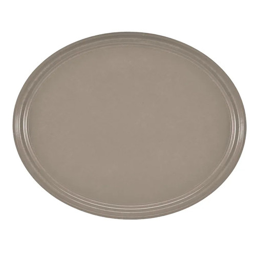 Cambro 2700199 26.88" x 22" Taupe High-Impact Fiberglass Oval Camtray - 6/Case
