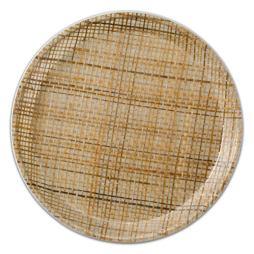 Cambro 1950204 19.25" Dia. Rattan Fiberglass Round Serving Camtray - 12/Case