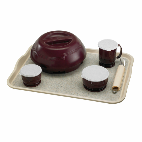 Cambro 1418VCH380 14" x 18" Ivory with Sahara Fiberglass Rectangular Camtray with Handles - 12/Case