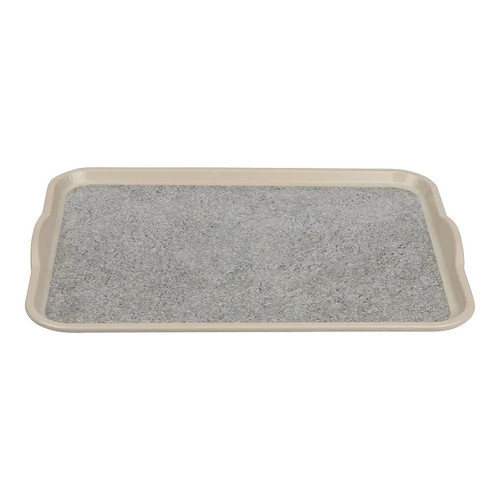 Cambro 1418VCH380 14" x 18" Ivory with Sahara Fiberglass Rectangular Camtray with Handles - 12/Case