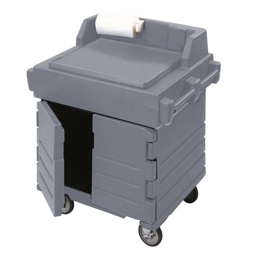 Cambro KWS40191 40.56" x 33" x 45.50" Granite Gray Polyethylene Utility Station Mobile Modular Enclosed Base with Storage CamKiosk Counter/Work Station