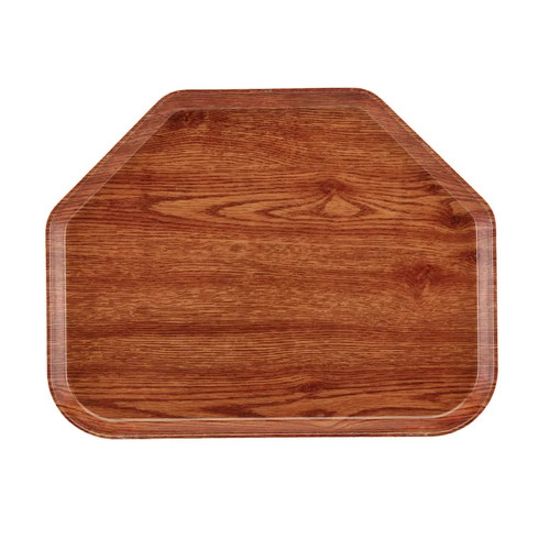 Cambro 1418TR304 14" x 18" Trapezoid Fiberglass Country Oak Camtray - 12/Case