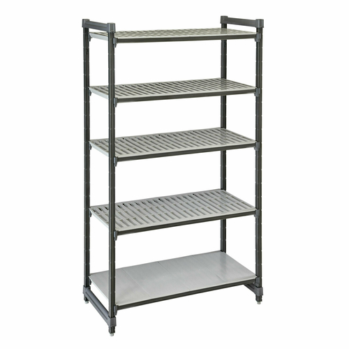 Cambro ESU187284VS5580 72" W x 18" D x 84" H Brushed Graphite 5 Shelves Vented and Solid  Camshelving Elements Stationary Starter Unit