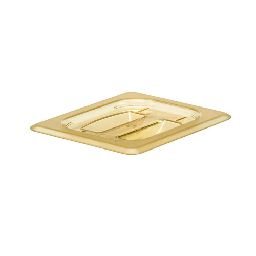Cambro 80HPCH150 1/8 Size Flat Amber High Heat H-Pan Cover with Handle - 6/Case