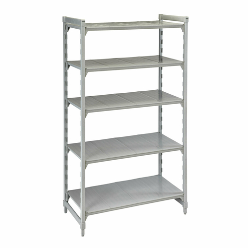 Cambro CPU212484S5PKG 24" W x 21" D x 84" H Speckled Gray Polypropylene 5 Shelves Solid Camshelving Premium Starter Unit