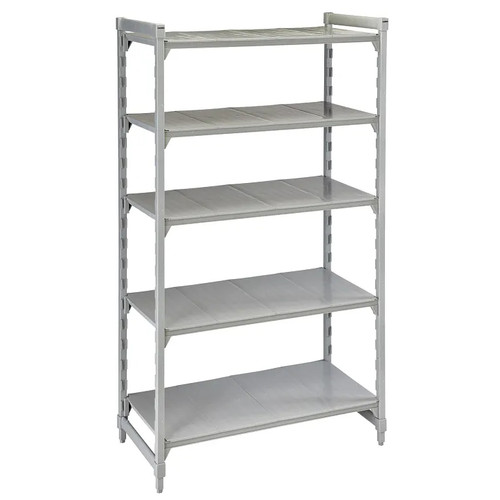 Cambro CPU212484S5PKG 24" W x 21" D x 84" H Speckled Gray Polypropylene 5 Shelves Solid Camshelving Premium Starter Unit