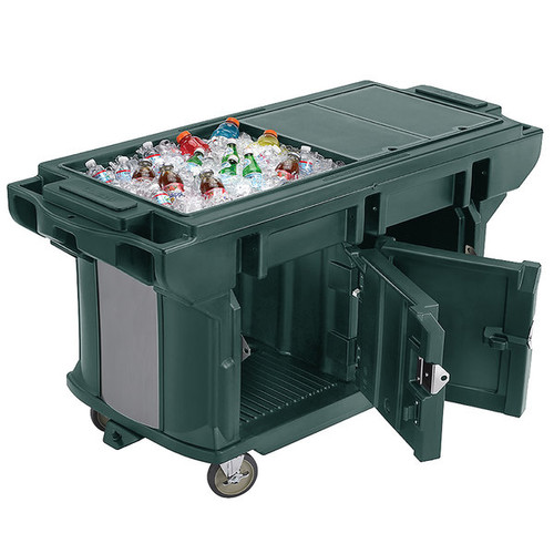 Cambro VBRUTHD5519 69"L x 27"W x 36.25"H Kentucky Green Polyethylene with Foam-Injected Polyurethane 5 Ft. Unit Cold Food Versa Food Bar Work Table