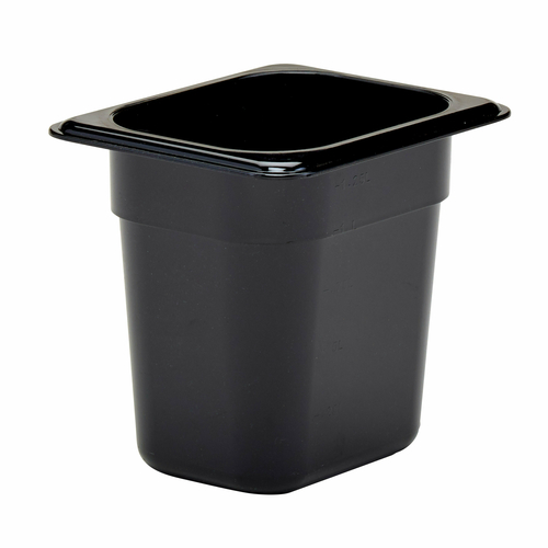 Cambro 86HP110 6" Deep Black Plastic 1/8 Size H-Pan High Heat Hot Food Pan - 6/Case