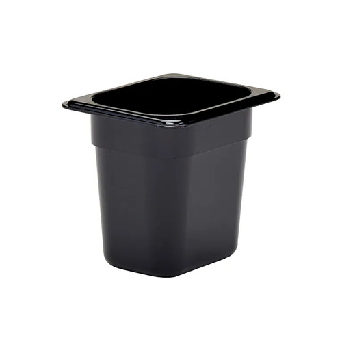 Cambro 86HP110 6" Deep Black Plastic 1/8 Size H-Pan High Heat Hot Food Pan - 6/Case