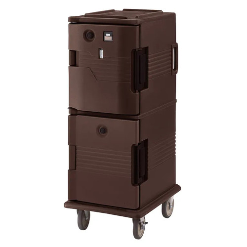 Cambro UPCHT800131 20.50" W x 54" H x 27.13" D Dark Brown Polyethylene Ultra Camcart Heated Food Pan Carrier - 110V