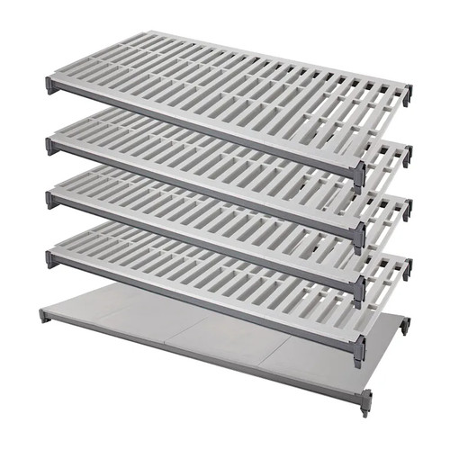 Cambro CBSK2442VS5580 42" W x 24" D Brushed Graphite Polypropylene Solid and Vented Camshelving Basics Plus Shelf Plate Kit