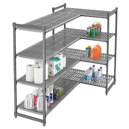 Cambro CBA245464V4580 54" W x 64" H x 24" D Brushed Graphite Polypropylene 4 Shelves Louvered Camshelving Basics Plus Add-On Unit