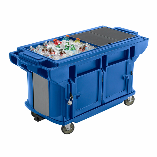 Cambro VBRUT6186 82"L x 27"W x 36.25"H Navy Blue Polyethylene with Foam-Injected Polyurethane 6 Ft. Unit Cold Food Versa Food Bar Work Table