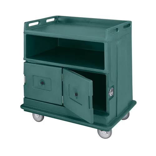 Cambro MDC24F192 44.50" W x 44" H x 30" D Granite Green Polyethylene Flat Top Beverage Service Cart