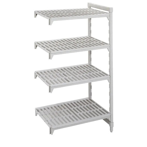 Cambro CPA185472V4480 54" W x 18" D x 72" H Speckled Gray Polypropylene 4 Shelves Louvered Camshelving Premium Add-On Unit