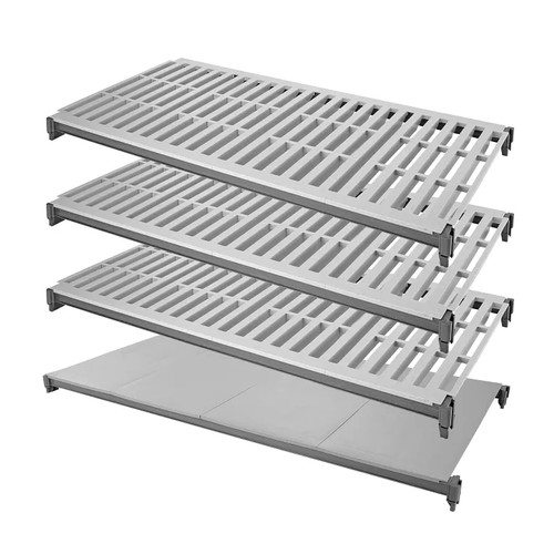 Cambro CBSK2142VS4580 42" W x 21" D Brushed Graphite Polypropylene Solid and Vented Camshelving Basics Plus Shelf Plate Kit