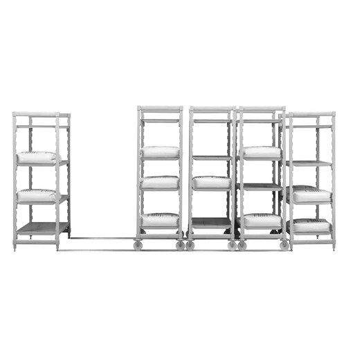 Cambro CPHU244867V4480 48" W x 24" D x 67" H Speckled Gray Polypropylene 4 Shelves Louvered Camshelving Premium High Density Mobile Starter Unit