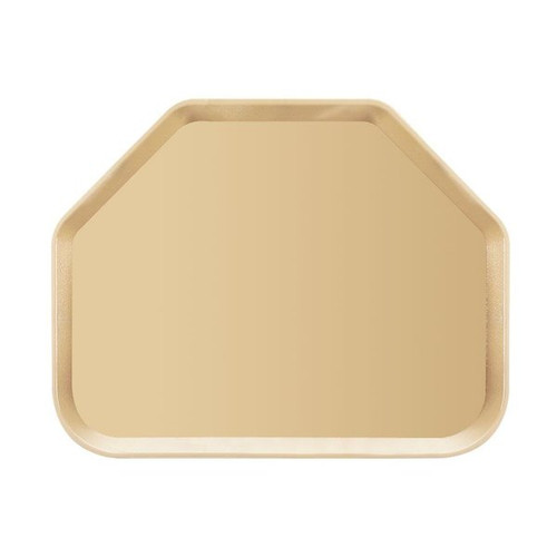 Cambro 1418TRCW133 14" x 18" Trapezoid Polycarbonate Beige Camwear Tray - 12/Case