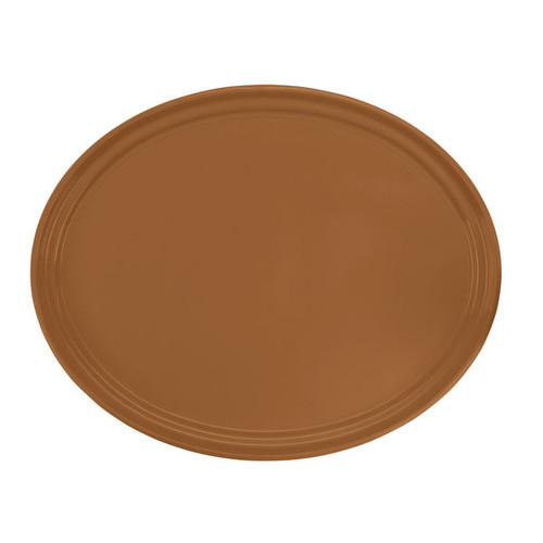 Cambro 2700508 26.88" x 22" Suede Brown High-Impact Fiberglass Oval Camtray - 6/Case
