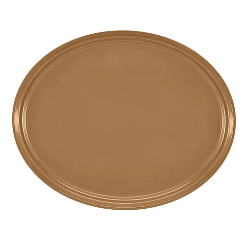 Cambro 2700508 26.88" x 22" Suede Brown High-Impact Fiberglass Oval Camtray - 6/Case