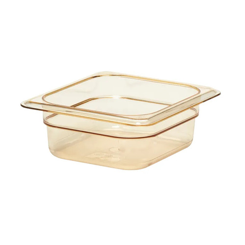Cambro 62HP150 2 1/2" Deep Amber Plastic 1/6 Size H-Pan High Heat Hot Food Pan - 6/Case