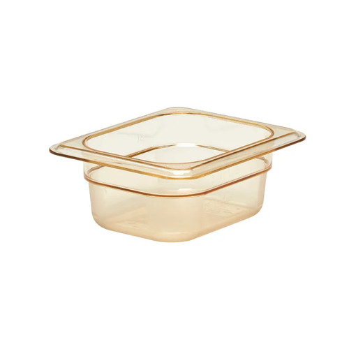 Cambro 82HP150 2 1/2" Deep Amber Plastic 1/8 Size H-Pan High Heat Hot Food Pan - 6/Case