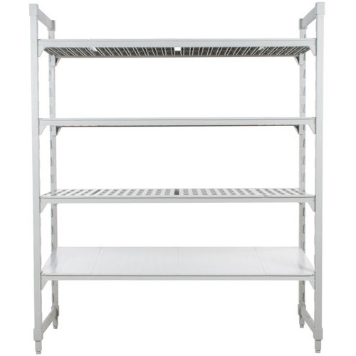 Cambro CPU187284VS4PKG 72" W x 18" D x 84" H Speckled Gray 4 Shelves Vented and Solid Camshelving Premium Starter Unit