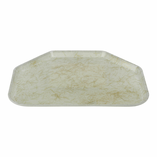 Cambro 1418TR526 14" x 18" Trapezoid Fiberglass Galaxy Antique Parchment Gold Camtray - 12/Case