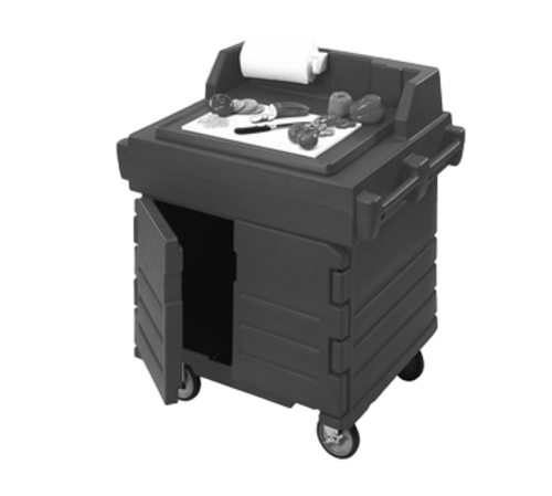 Cambro KWS40426 40.56" x 33" x 45.50" Black Base with Granite Gray Top and Doors Polyethylene Utility Station Mobile Modular Enclosed Base with Storage CamKiosk Counter/Work Station