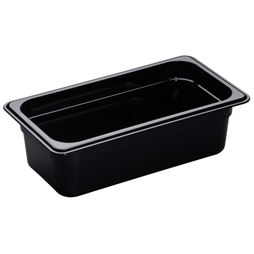 Cambro 34HP110 4" Deep Black Plastic 1/3 Size H-Pan High Heat Hot Food Pan