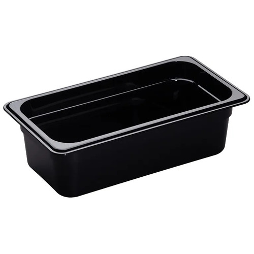 Cambro 34HP110 4" Deep Black Plastic 1/3 Size H-Pan High Heat Hot Food Pan