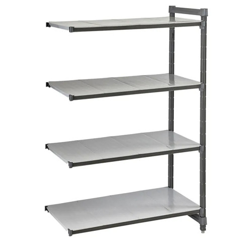 Cambro CBA213684S4580 36" W x 84" H x 21" D Brushed Graphite Polypropylene 4 Shelves Solid Camshelving Basics Plus Add-On Unit