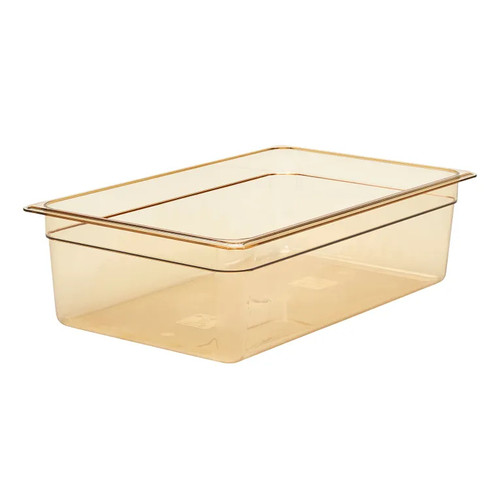 Cambro 16HP150 6" Deep Amber Plastic Full Size H-Pan High Heat Hot Food Pan