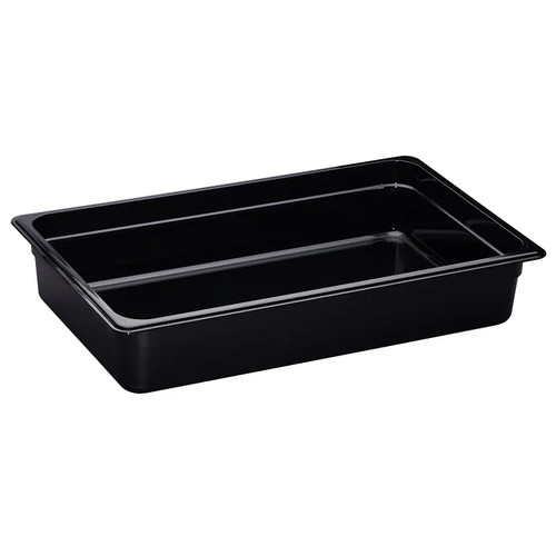 Cambro 14HP110 4" Deep Black Plastic Full Size H-Pan High Heat Hot Food Pan - 6/Case