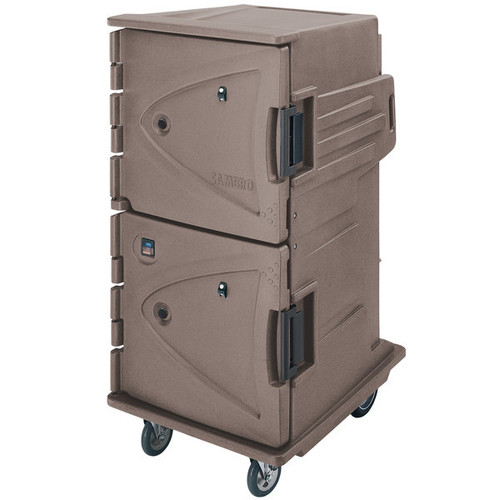 Cambro CMBHC1826TSF194 30.50" W x 64.38" H x 39" D Granite Sand Polyethylene Tall Profile Electric Camtherm Hot / Cold Cart - 110V