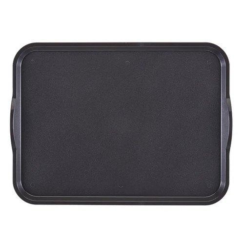 Cambro 1418CWNSH485 14" x 18" Smoked Metal Non-Skid Polycarbonate Rectangular Camwear Tray with Handles - 12/Case