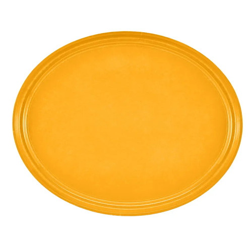 Cambro 2700504 26.88" x 22" Mustard High-Impact Fiberglass Oval Camtray - 6/Case