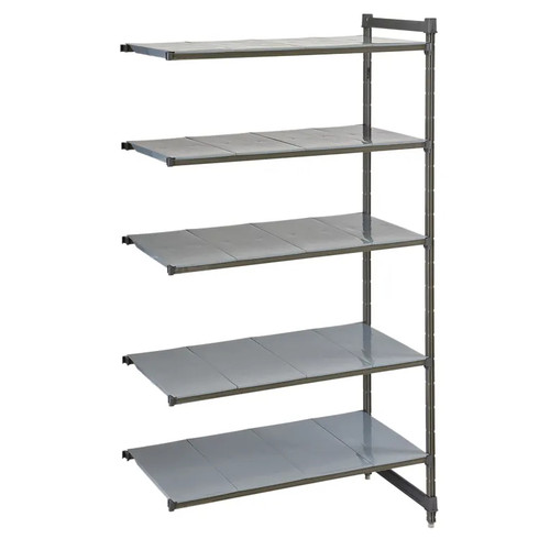 Cambro CBA183084S5580 30" W x 18" D x 84" H Brushed Graphite 5 Shelves Solid Camshelving Basics Plus Add-On Unit