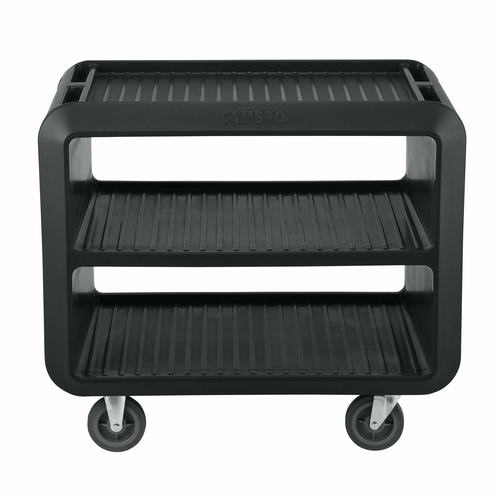 Cambro SC337S110 41.50" W x 37.10" H x 23.80" D Black Polyethylene Ribbed Shelves Service Cart Pro