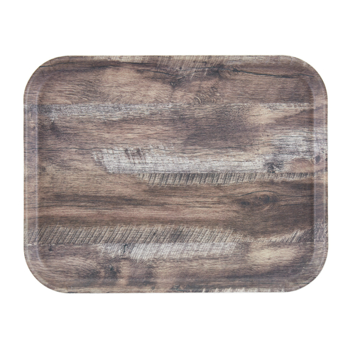 Cambro 1216DCET825 16.33" W x 0.75" H x 12" D Dark Oak EpicTread Surface Fiberglass Rectangular Decor Series Camtray - 12/Case