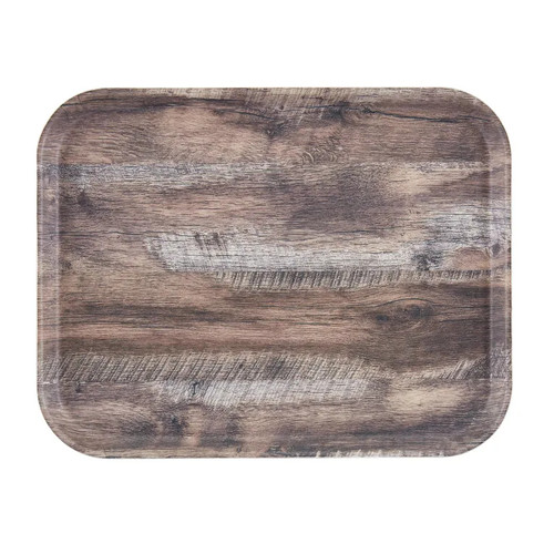Cambro 1216DCET825 16.33" W x 0.75" H x 12" D Dark Oak EpicTread Surface Fiberglass Rectangular Decor Series Camtray - 12/Case