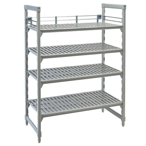 Cambro CPR18303151 30" W x 18" D Soft Gray Polypropylene Camshelving Premium Three-Quarter Shelf Rail Kit